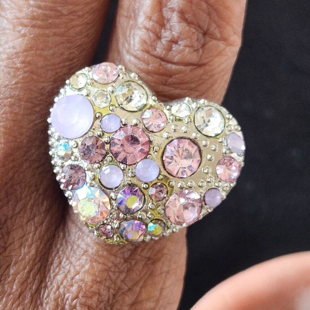 Lavender Purple Heart Adjustable Ring - Picture 1 of 3